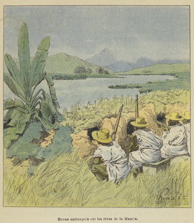 Hovas embusqués sur les rives de la Mamba - after Louis Charles Bombled