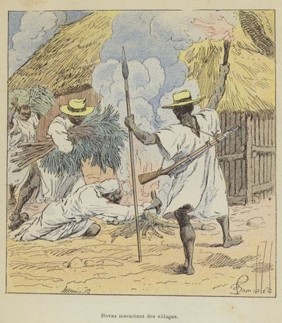 Hovas incendiant des villages - after Louis Charles Bombled