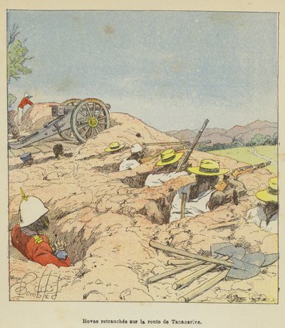 Hovas retranchés sur la route de Tananarive - after Louis Charles Bombled