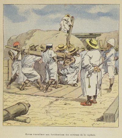 Hovas travaillant aux fortifications des environs de la capitale - after Louis Charles Bombled