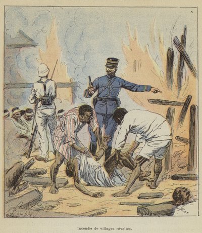 Incendie de villages révoltés - after Louis Charles Bombled