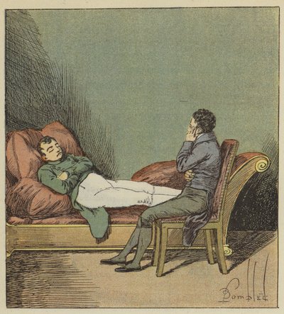 Las Cases regarde dormir Napoléon - after Louis Charles Bombled