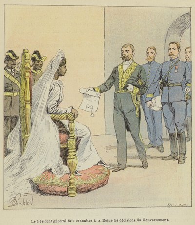 Le Résident général fait connaître à la Reine les décisions du Gouvernement - after Louis Charles Bombled