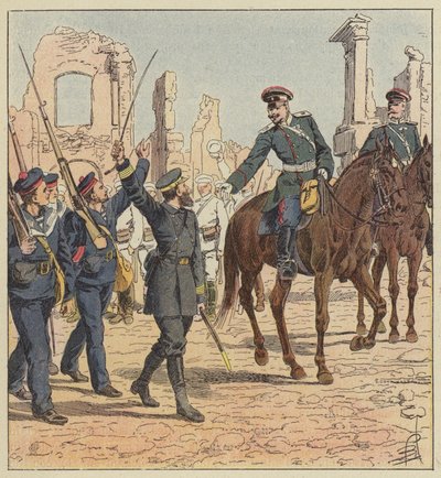 Le capitaine de Marolles et le général Stessel - after Louis Charles Bombled
