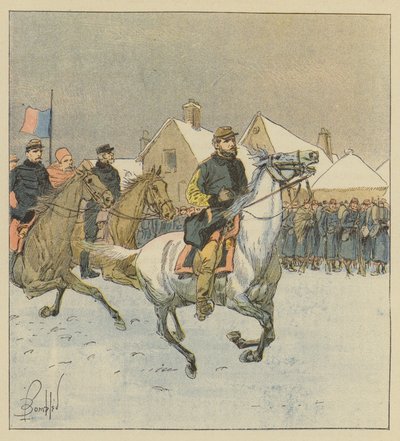 Le colonel de Lipowski parcourt les lignes au combat d