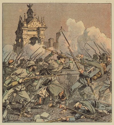 Le combat de nuit sur la place - after Louis Charles Bombled