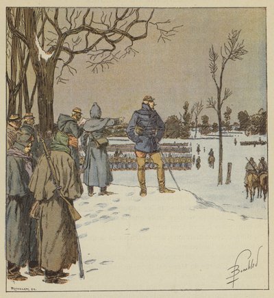 Le général Chanzy parcourt le front des positions, le 11 janvier, avant la bataille - after Louis Charles Bombled