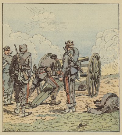 Le lieutenant Coffinières de Nordeck pointe lui-même ses pièces - after Louis Charles Bombled