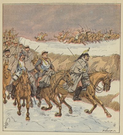Les Arabes du colonel Goursaud dégagent, par une charge brillante, le 3e cuirassiers - after Louis Charles Bombled