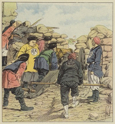 Les Chinois bombardent les légations - after Louis Charles Bombled
