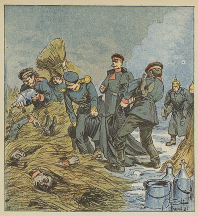 Les Prussiens brûlent leurs morts - after Louis Charles Bombled