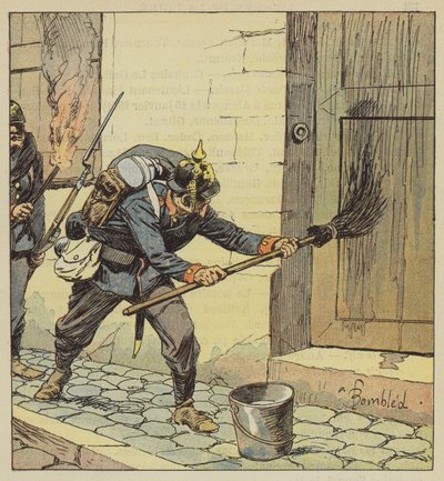 Les Prussiens incendient 193 maisons de Châteaudun après les avoir enduites de pétrole - after Louis Charles Bombled