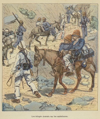 Les éclopés évacués sur les ambulances - after Louis Charles Bombled
