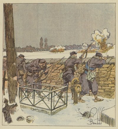 Les francs-tireurs de Paris défendent le cimetière de Montsort - after Louis Charles Bombled