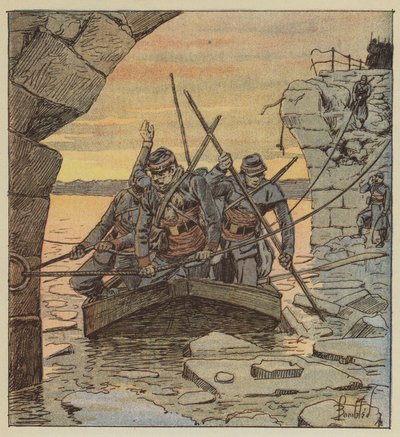 Les volontaires de Cathelineau passent la Loire à Châteauneuf - after Louis Charles Bombled