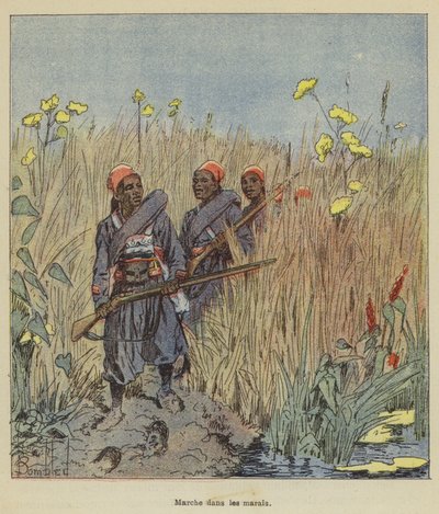 Marche dans les marais - after Louis Charles Bombled