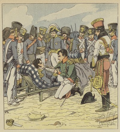 Napoléon et le maréchal Lannes mourant - after Louis Charles Bombled