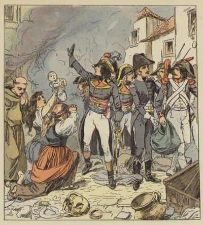Napoléon fait cesser le pillage de Rome - after Louis Charles Bombled