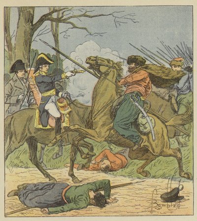 Napoléon surpris à Brienne par les cosaques - after Louis Charles Bombled