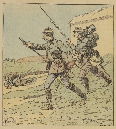 Officier et soldat de mobiles au combat de Toury - after Louis Charles Bombled