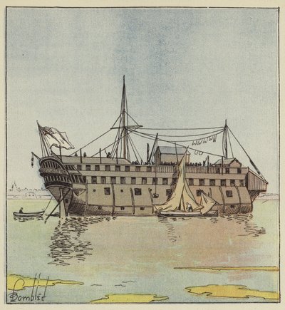 Ponton anglais dans la rade de Portsmouth - after Louis Charles Bombled