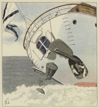 Pose de mines sous-marines - after Louis Charles Bombled