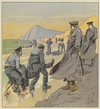 Repêchage des cadavres des marins du Petropawlosk - after Louis Charles Bombled