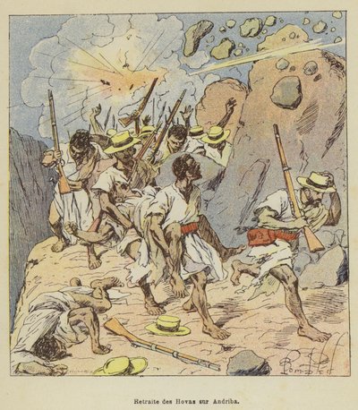 Retraite des Hovas sur Andriba - after Louis Charles Bombled