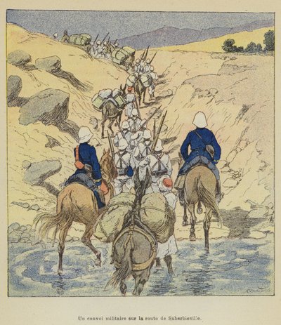 Un convoi militaire sur la route de Suberbieville - after Louis Charles Bombled