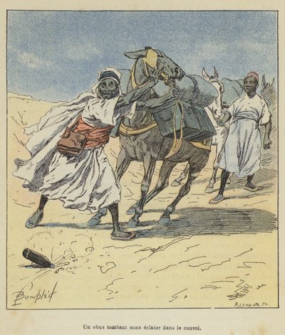 Un obus tombant sans éclater dans le convoi - after Louis Charles Bombled