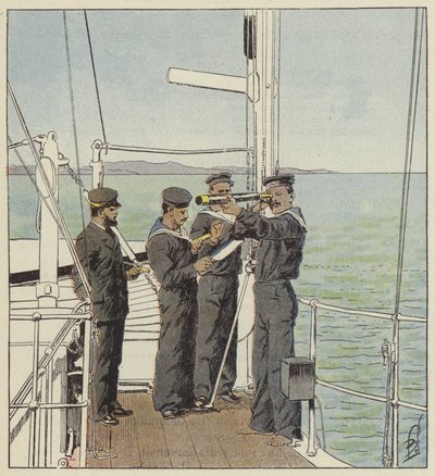 Vigies japonaises guettant la flotte de Port-Arthur - after Louis Charles Bombled