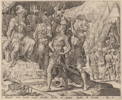 David armé devant Saül - after Maerten van Heemskerck