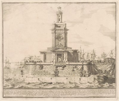 La Prima Macchina pour la Chinea de 1750 : Le nouveau quai de Naples - after Michelangelo Specchi Jérôme Charles Bellicard