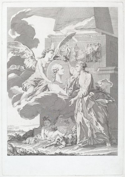Portrait allégorique de Pierre Buirette de Belloy - after Nicolas René Jollain Louis Simon Lempereur