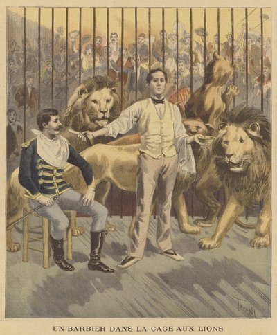 Un barbier dans la cage aux lions - after Oswaldo Tofani