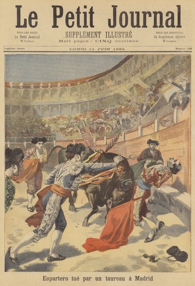 Torer El Espartero tué par un taureau à Madrid - after Oswaldo Tofani