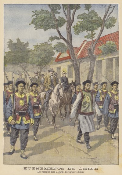 La Rébellion des Boxers : étrangers sous la garde des troupes régulières chinoises - after Oswaldo Tofani