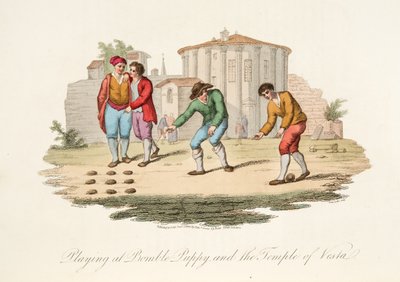 Jouer au Bomble Puppy et le Temple de Vest, de Scènes italiennes, représentant les mœurs, coutumes et divertissements des différents États d