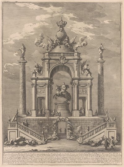 La Prima Macchina pour la Chinea de 1751 : Arc de triomphe pour Roger Ier de Sicile - after Paolo Posi Giuseppe Vasi