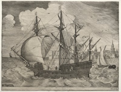 Navires à voile : Quatre-mâts armé mettant à la mer - after Pieter Bruegel