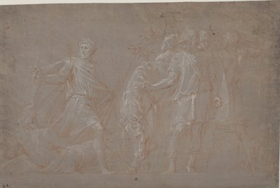 Mucius Scaevola traversant le Tibre - after Polidoro da Caravaggio