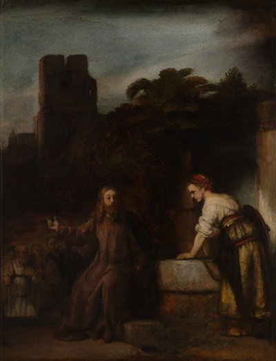Le Christ et la femme de Samarie, vers 1655 - after Rembrandt van Rijn