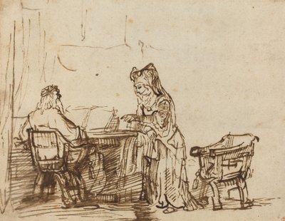 Hannah rejetant les reproches du prophète Eli - after Rembrandt van Rijn