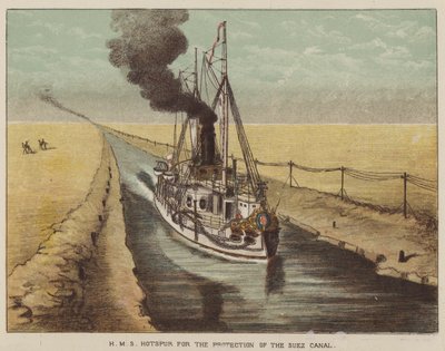 HMS Hotspur pour la protection du canal de Suez - after Richard Simkin