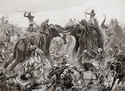 La défaite de Pulakeshin Chalukhya par Narasimhavarman Ier à Badami en 642 après J.-C., de l