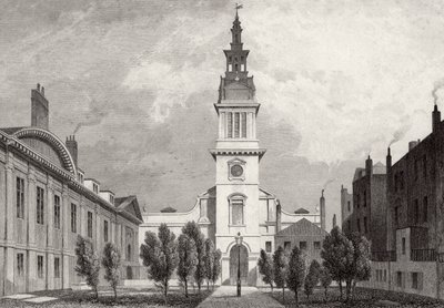 Christ Church et une partie de Christs Hospital, 1831 - Thomas Hosmer after Shepherd
