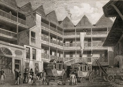 Le Vieux Bull and Mouth Inn, St Martins-le-Grand, 1831 - Thomas Hosmer after Shepherd