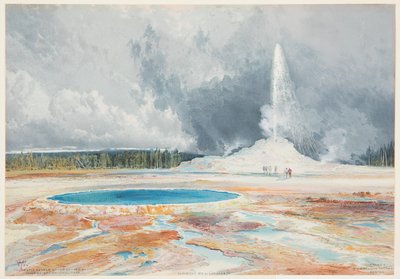 Castle Geyser, Upper Geyser Basin, Parc national de Yellowstone - after Thomas Moran