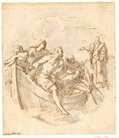Tondo avec Christ demandant à Pierre de marcher sur l