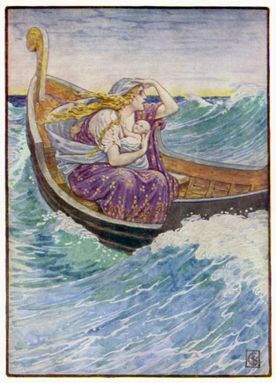Pendant deux jours et deux nuits, le bateau fut ballotté de-ci de-là - after Walter Crane